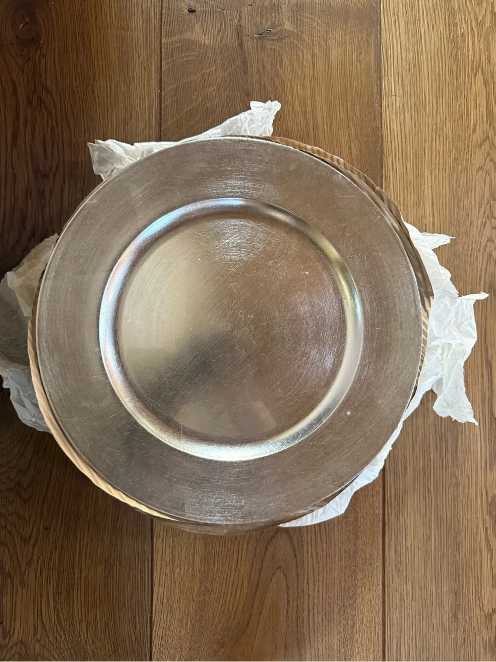 Eight Metallic Silver Charger Plates